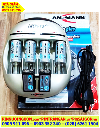 Ansman Energy 8Plus _Bộ sạc 6viên pin, Kèm sẳn 6 Pin (4 Pin sạc C4500mAh-1.2v và 2 Pin 9v MaxE E300mAh)